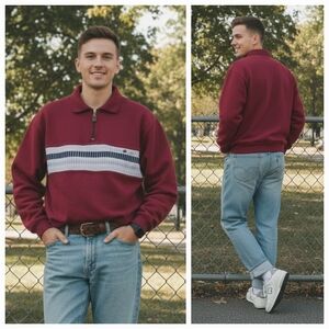 NWOT Arnold Palmer XL 90s Eclectic Grandpa Preppy Quarter Zip Sweater